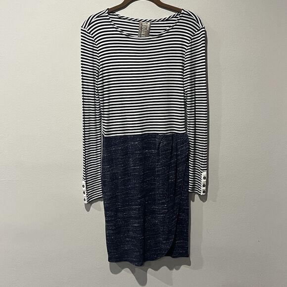 Anthropologie Dolan Dress Women’s Small Blue Mixed Stripe Wrap Left Coast - Picture 1 of 9